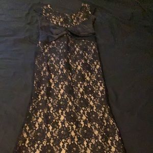Samantha’s Collection, Black Lace Dress, With Beige Lining. Size Small.
